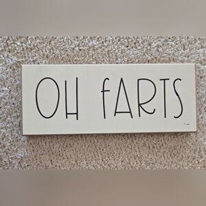 Art Bathroom Humorous Wall Sign with Black Text